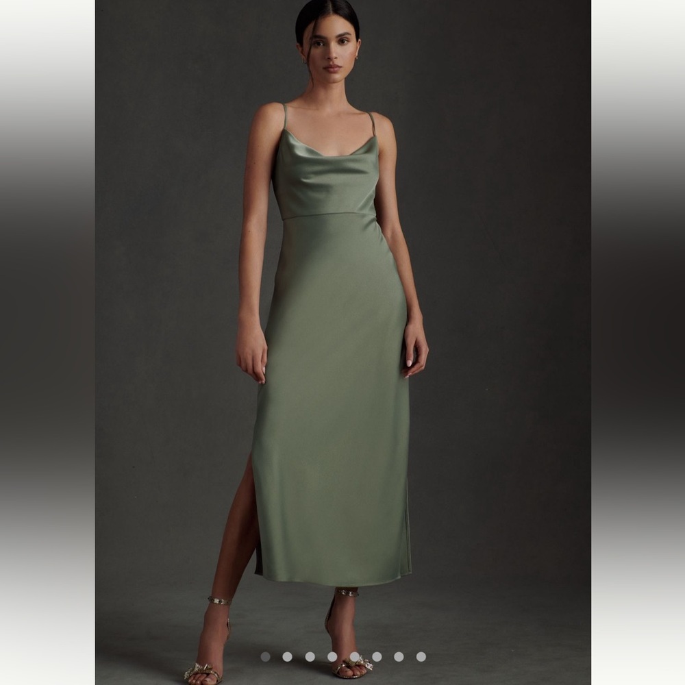 BHLDN Cali Satin Cowl-Neck Midi Slip